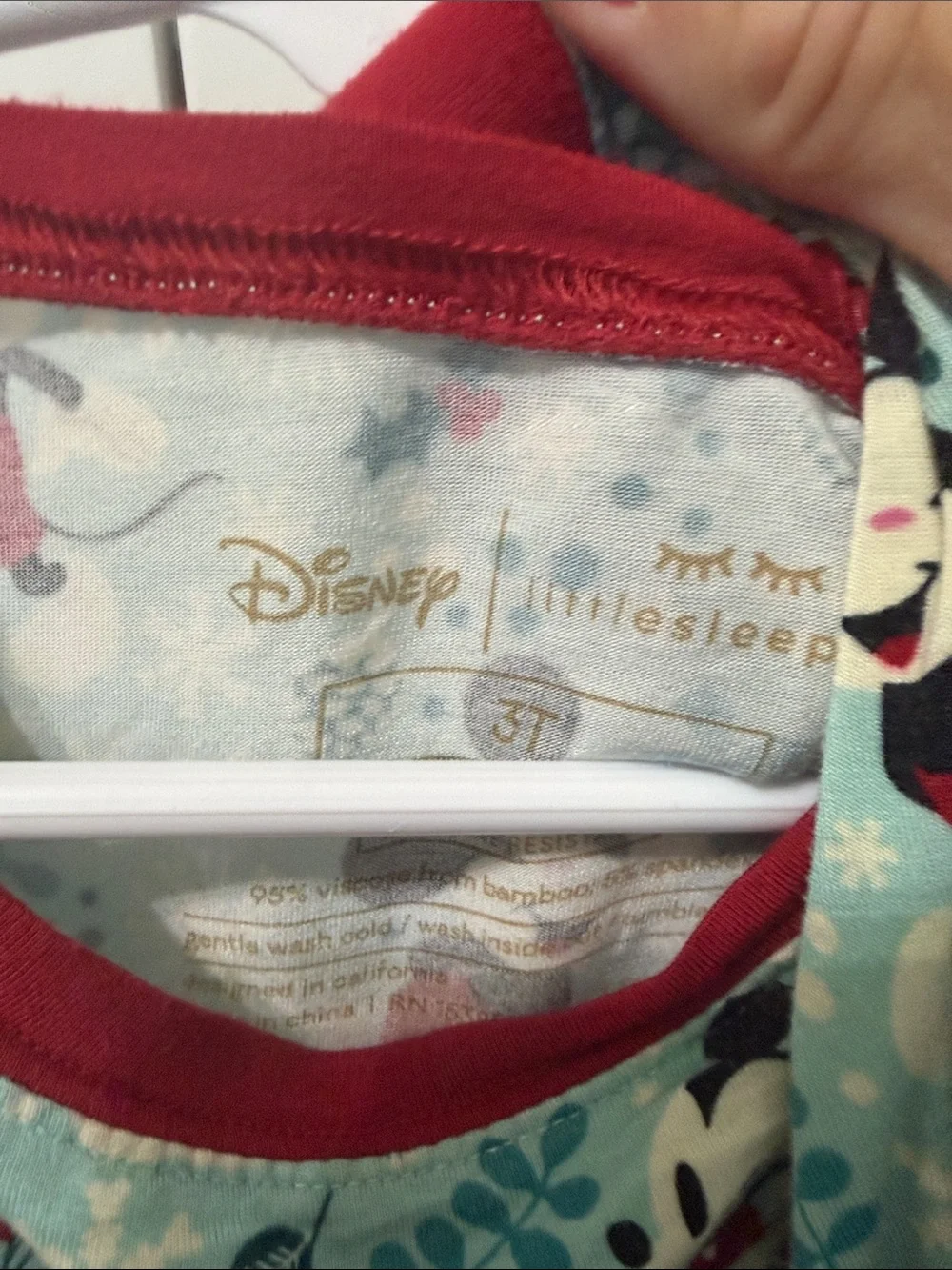 Little Sleepies Mint Green Mickey Mouse Red Trim Pajama Set
